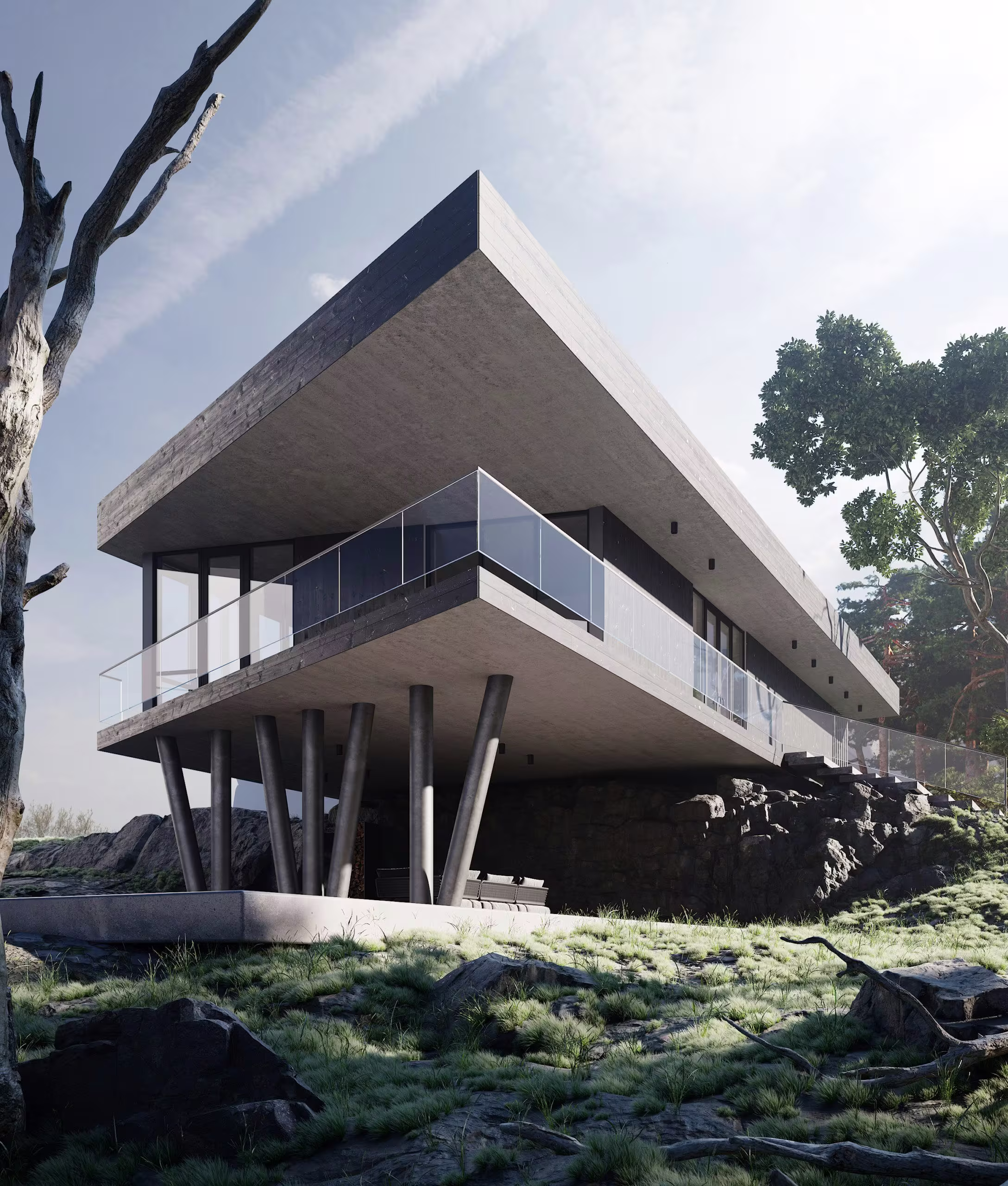 Where modern form meets lakeside serenity.